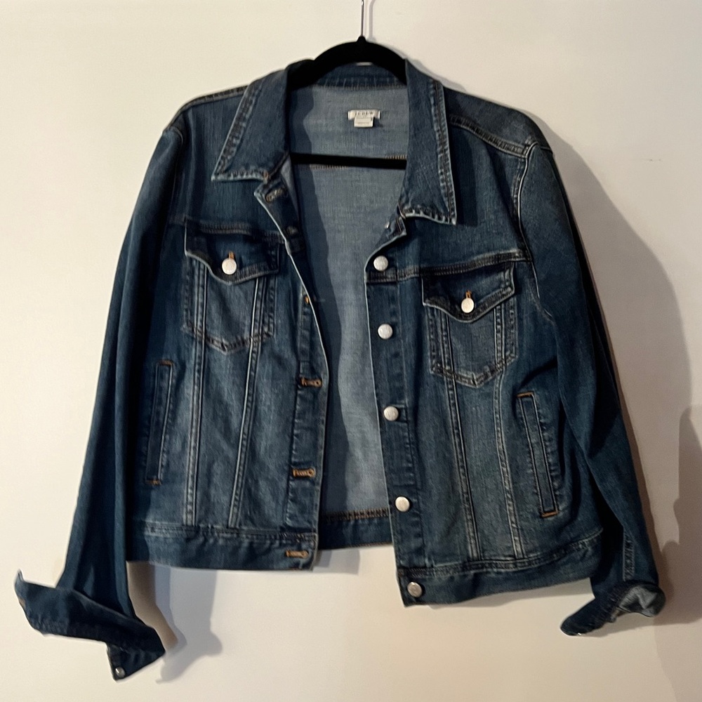J Crew dark denim jean jacket, XL, Like New!